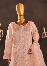 Falsafaa By HZ Textile Embroidered Organza 3 Piece Stitched Suit HZ25FV5 HZK-175 PNK
